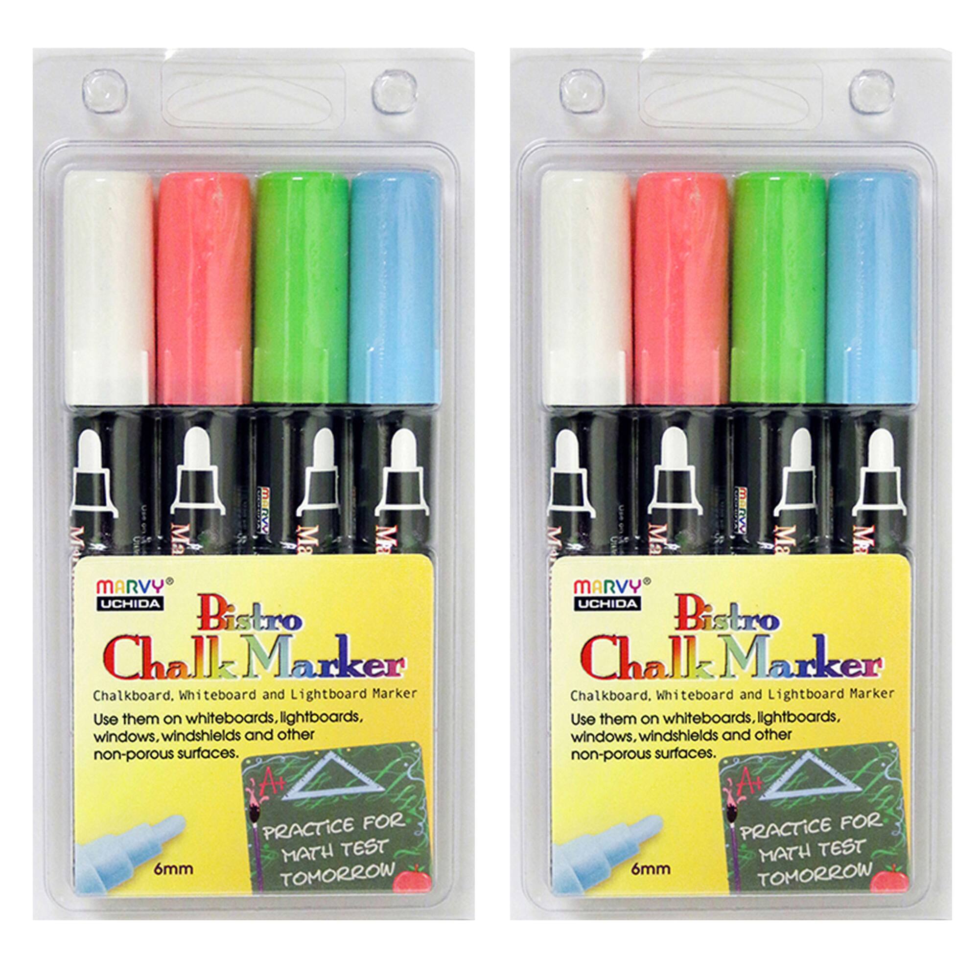 Marvy® Uchida Bistro Fluorescent Broad Tip Chalk Markers Set, 2ct.